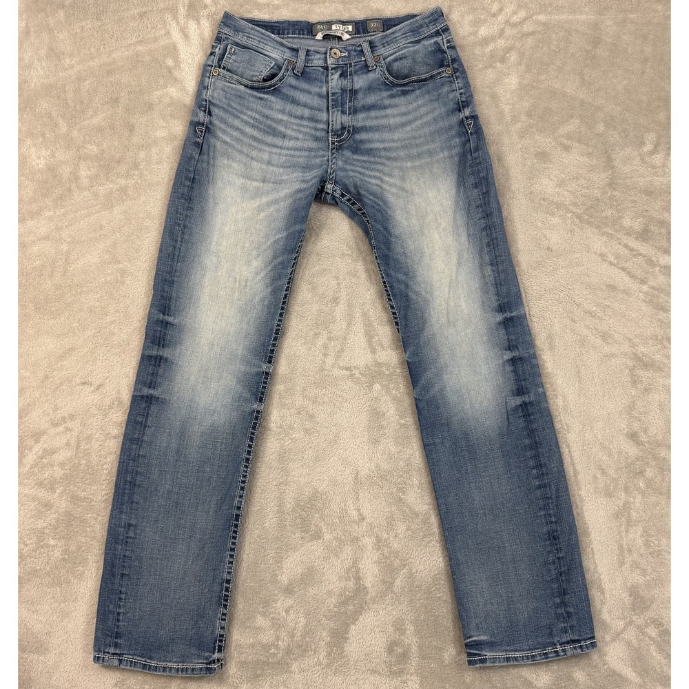 Buckle BKE Jeans Mens 32L Blue Tyler Straight Relaxed Stretch Whiskered Stretch